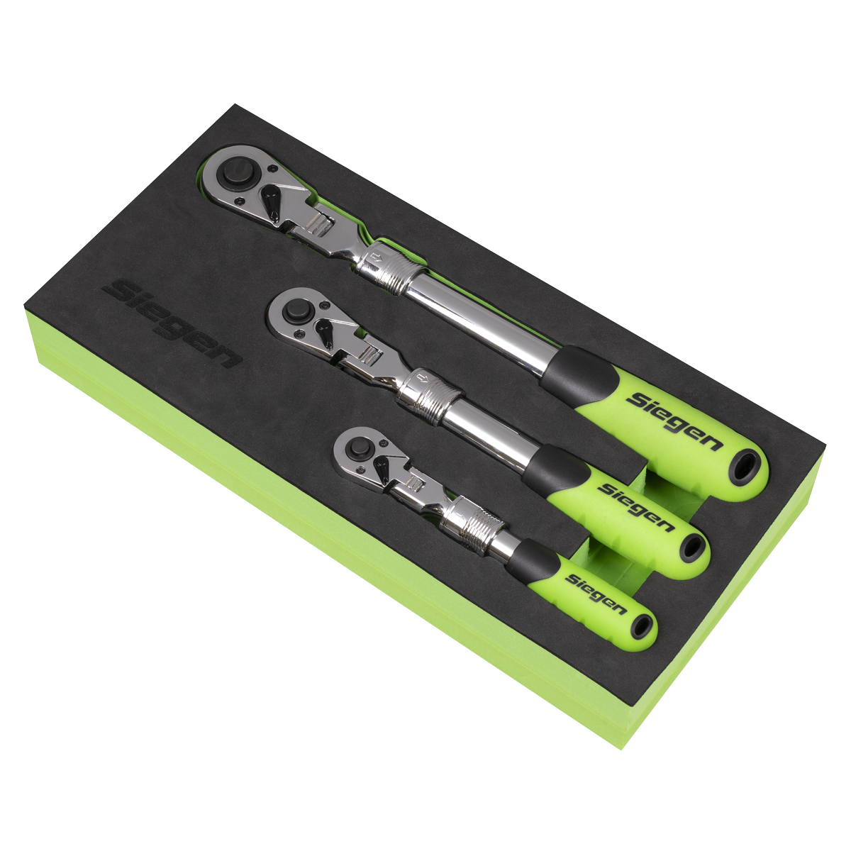Siegen S01297 Siegen Extendable Flexi-Head Ratchet Wrench Set 3pc