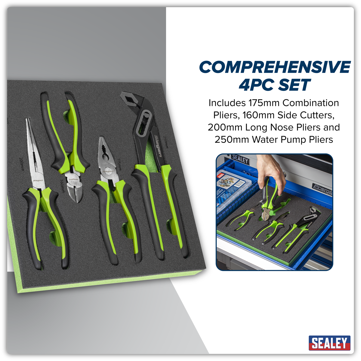 Siegen S01298 Siegen Comfort Grip Pliers Set 4pc