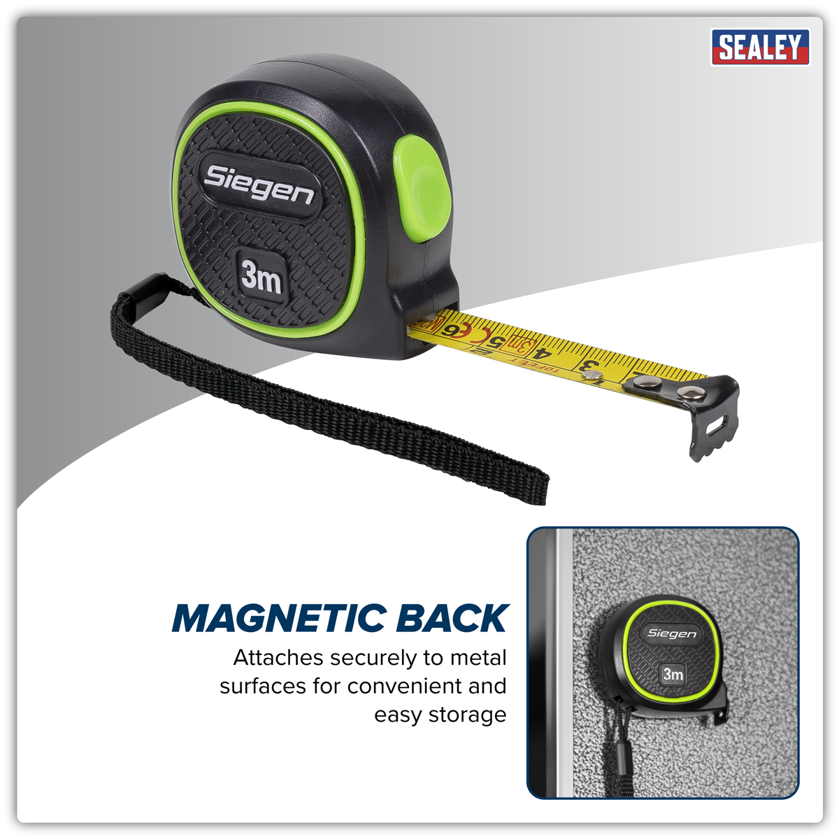 Siegen S01327 Metric/Imperial Auto Lock Tape Measure 3m(10ft) x 16mm