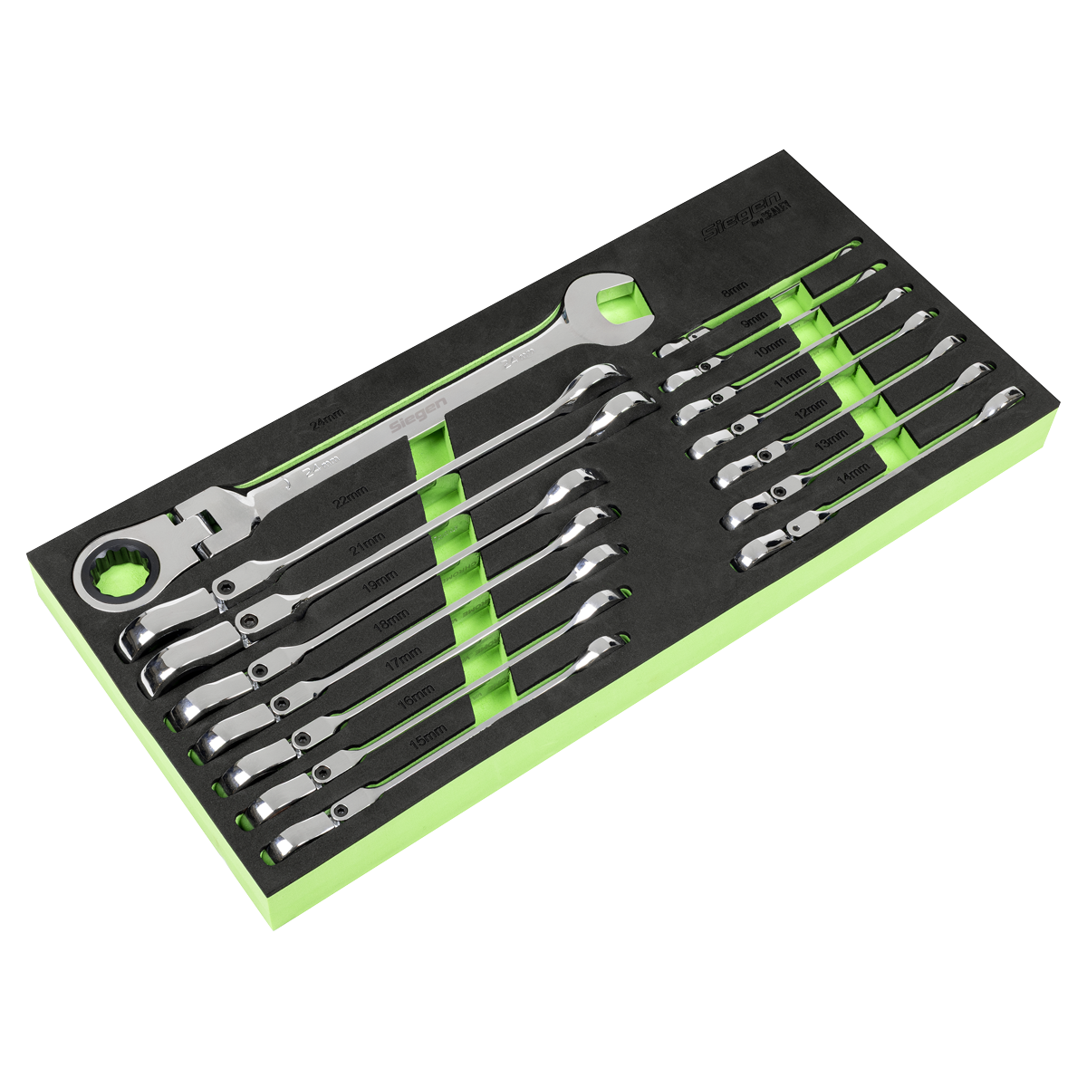 Siegen S01329 Flexi-Head Combination Ratchet Spanner Set 15pc
