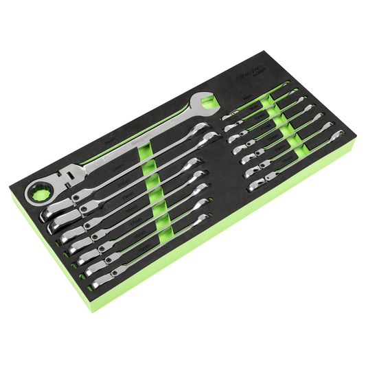 Siegen S01329 Flexi-Head Combination Ratchet Spanner Set 15pc