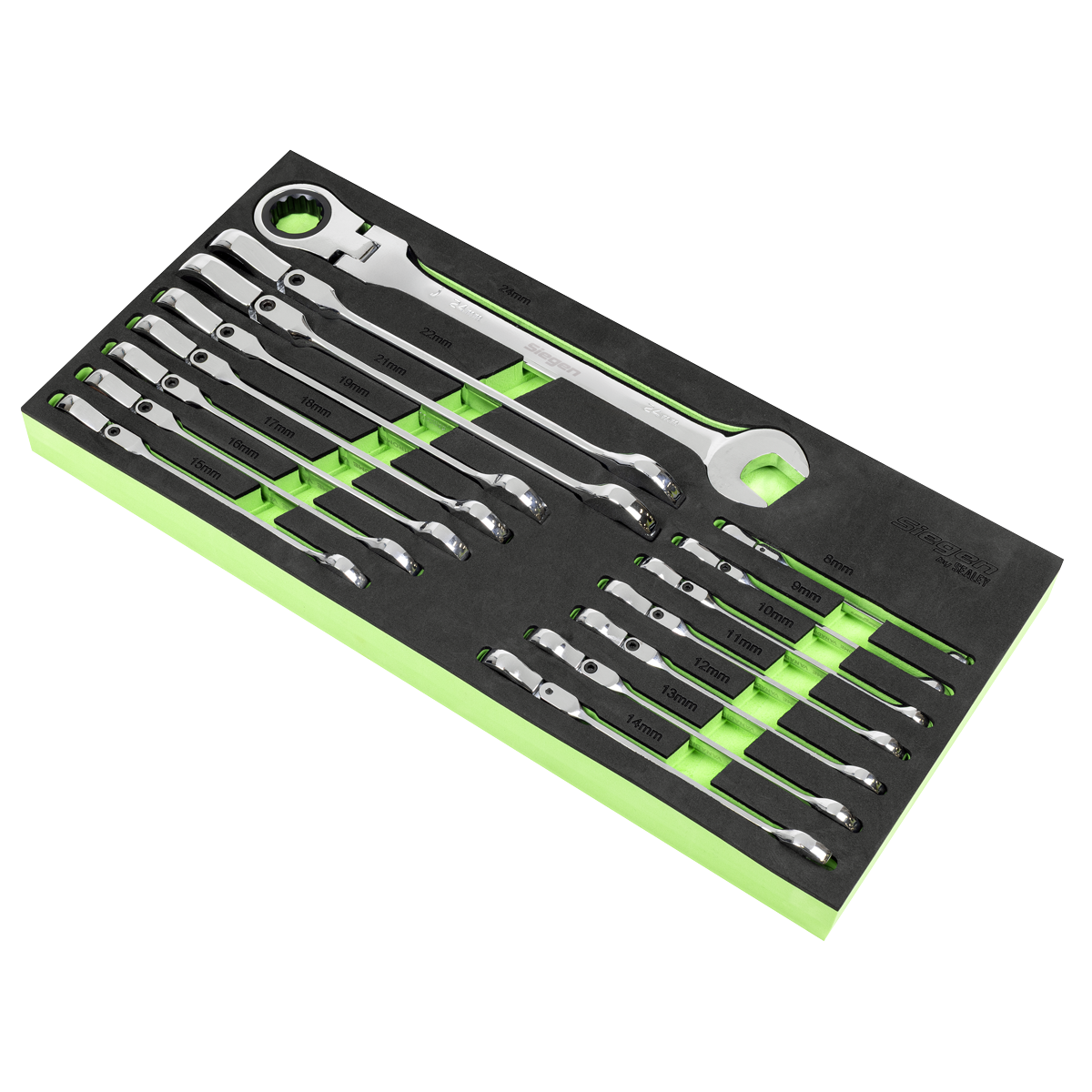 Siegen S01329 Flexi-Head Combination Ratchet Spanner Set 15pc
