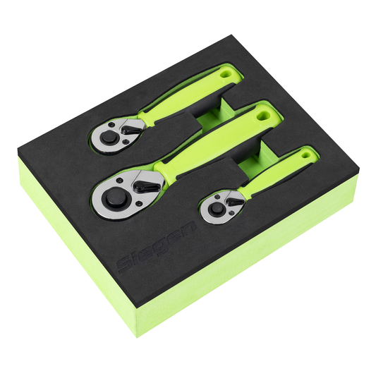 Siegen S01330 Stubby Ratchet Wrench Set 3pc