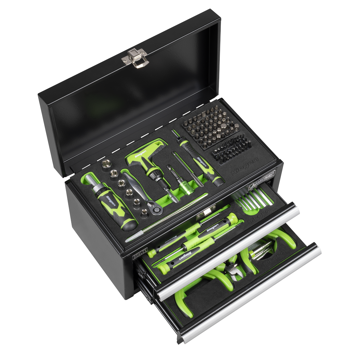 Siegen S01335 Siegen Mini Toolbox 2 Drawer with 111pc Tool Kit
