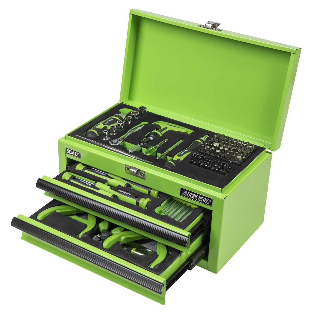 Siegen S01346 Siegen Mini Toolbox 2 Drawer with 111pc Tool Kit - Green