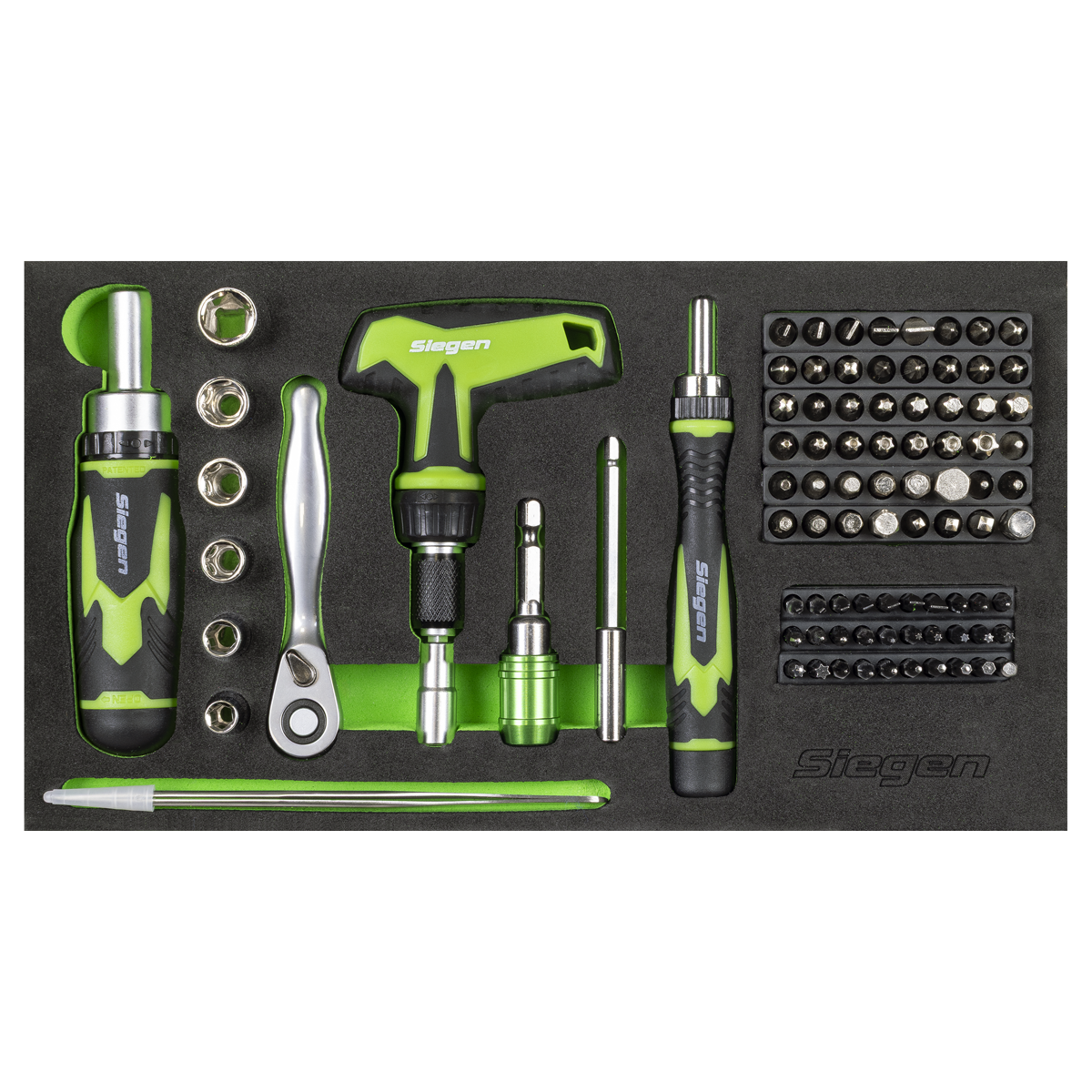 Siegen S01346 Siegen Mini Toolbox 2 Drawer with 111pc Tool Kit - Green