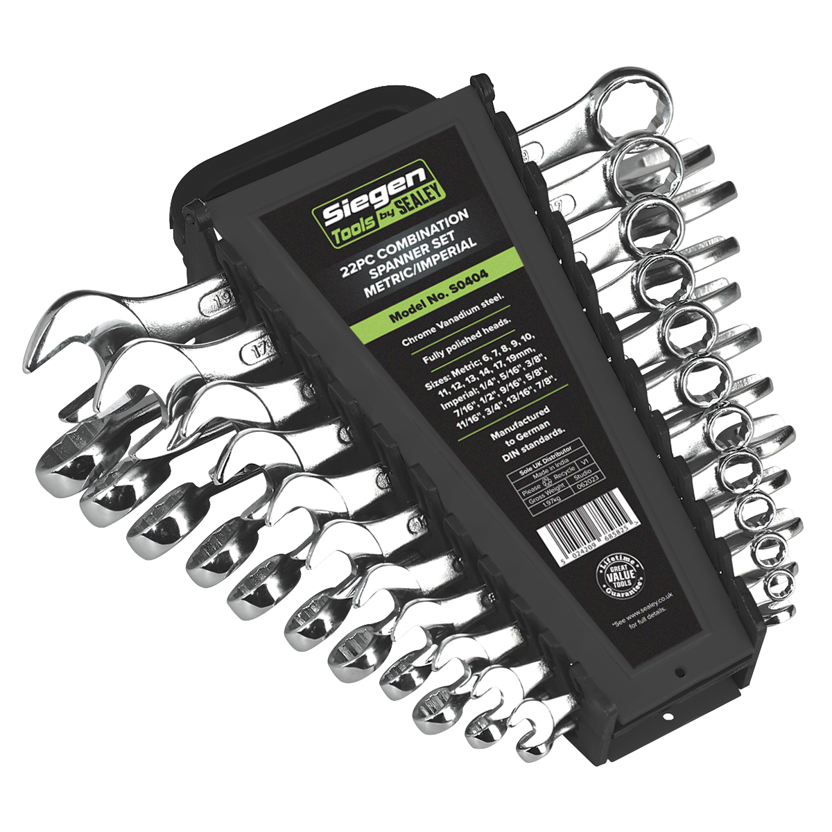 Siegen S0404 Siegen Metric/Imperial Combination Spanner Set 22pc