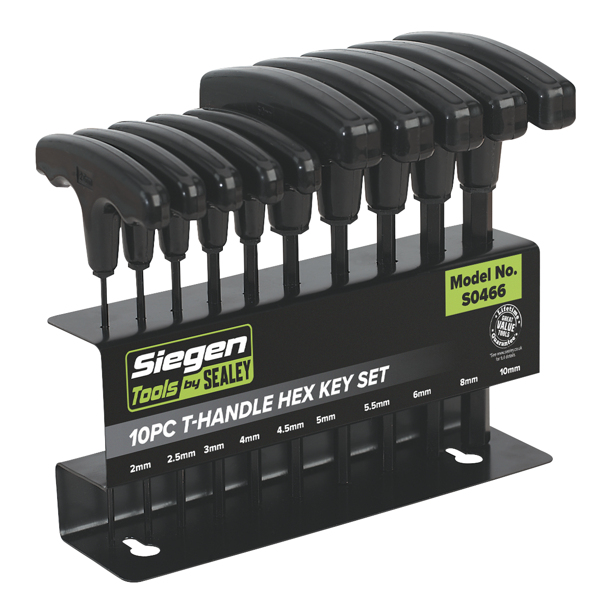 Siegen S0466 Siegen T-Handle Hex Key Set 10pc