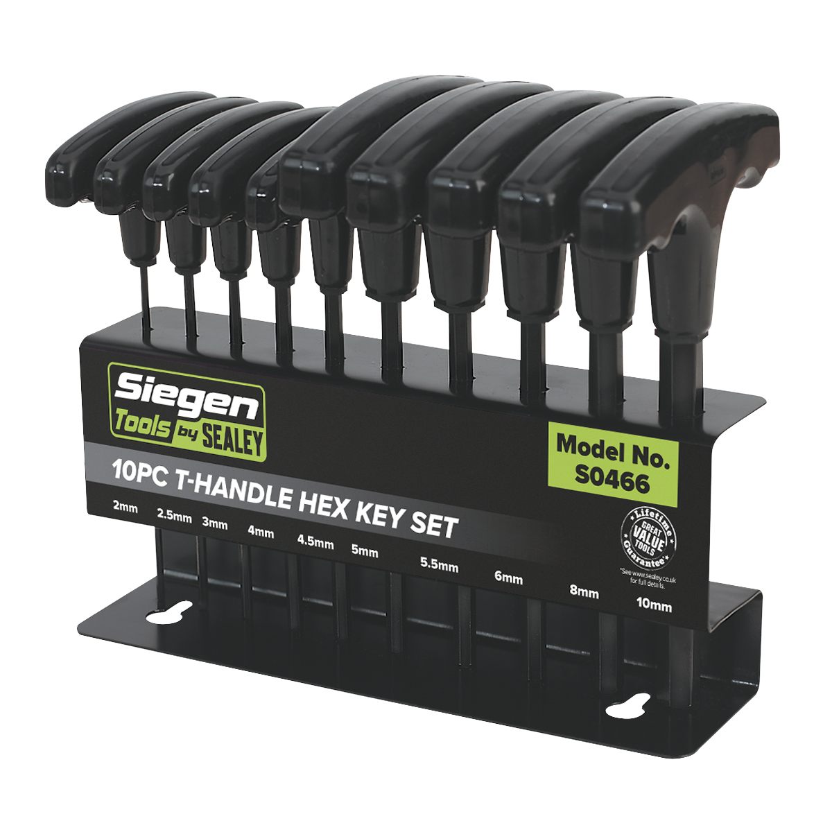 Siegen S0466 Siegen T-Handle Hex Key Set 10pc