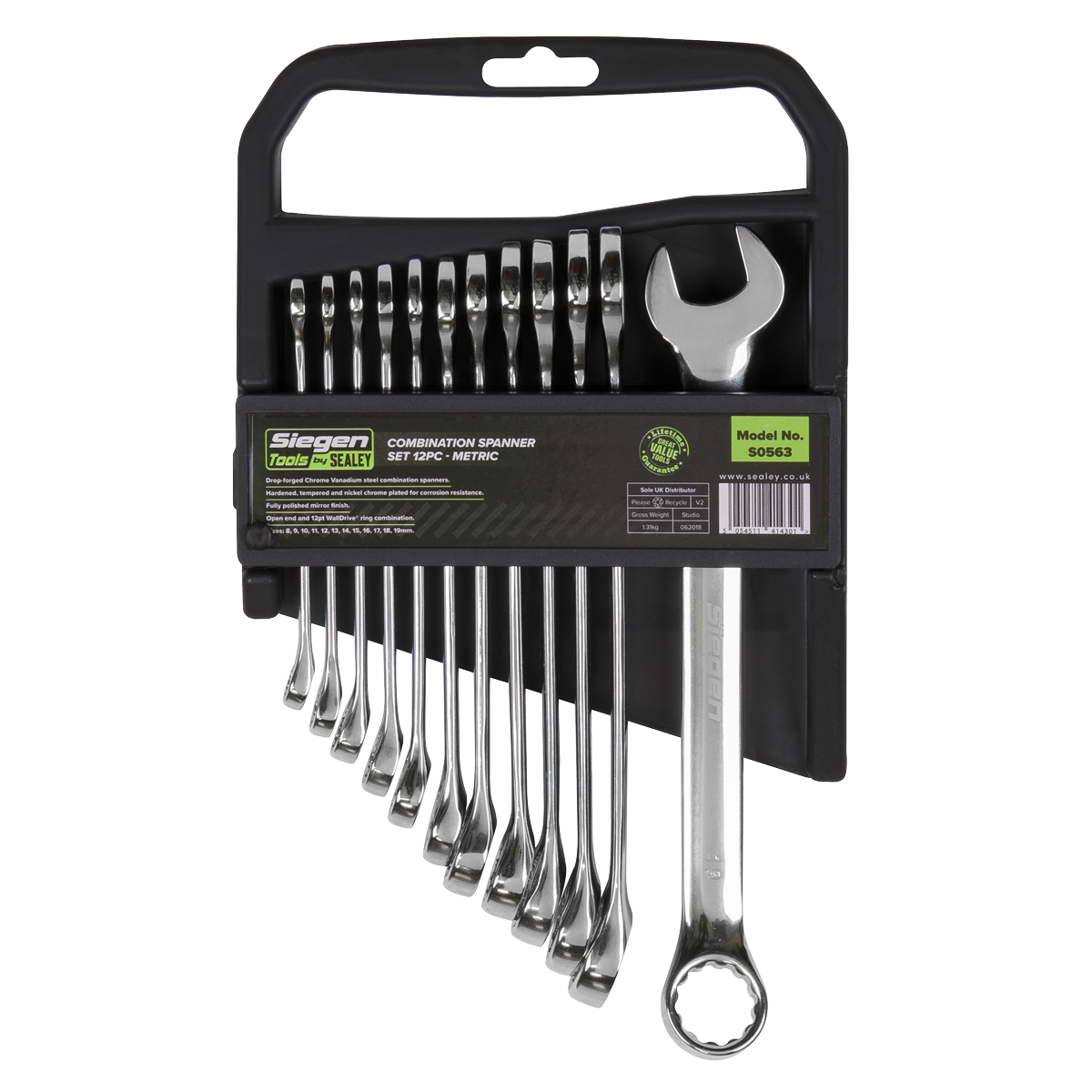 Siegen S0563 Siegen Combination Spanner Set 8-19mm 12pc