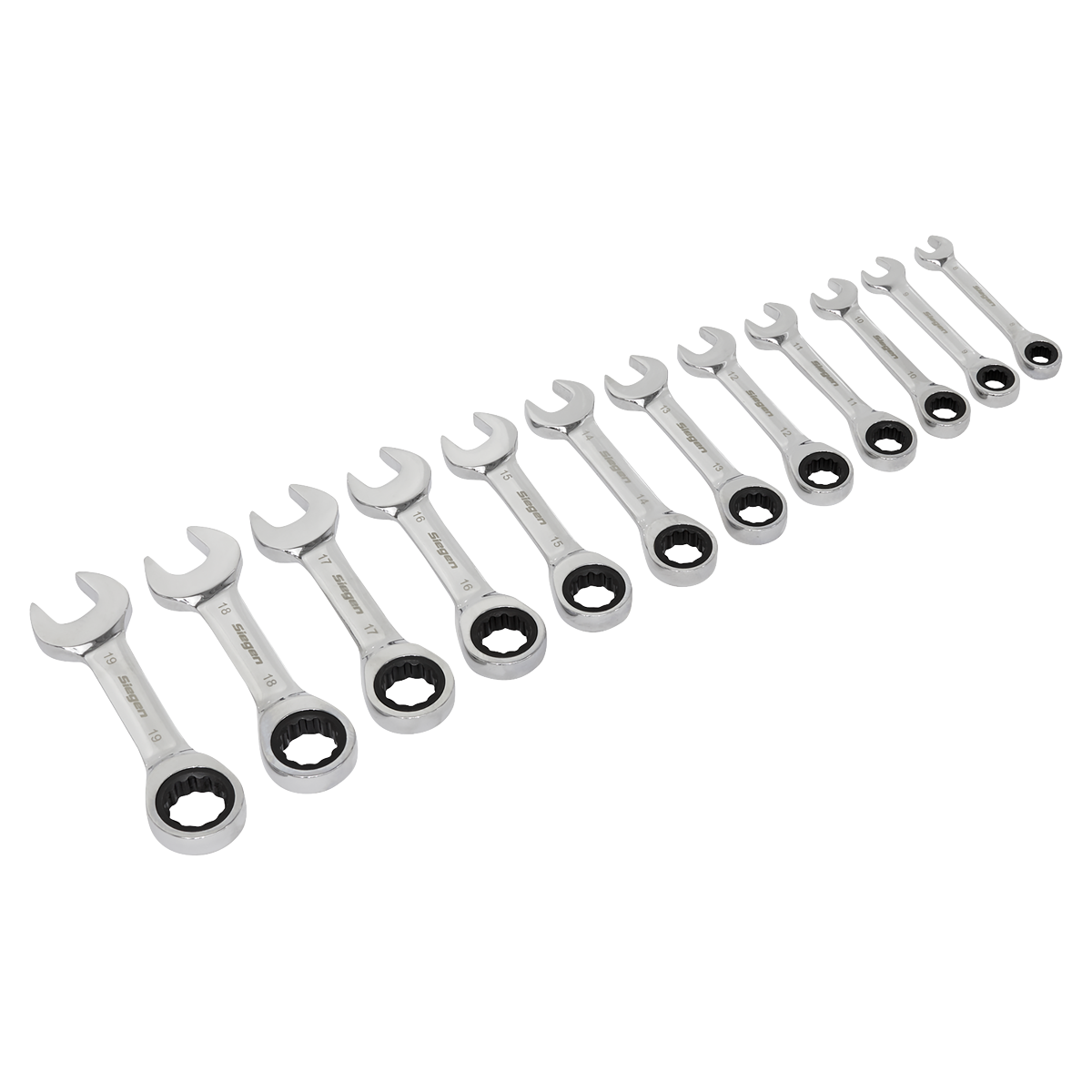 Siegen S0633 Siegen Stubby Combination Ratchet Spanner Set in EVA Foam Tray 12pc