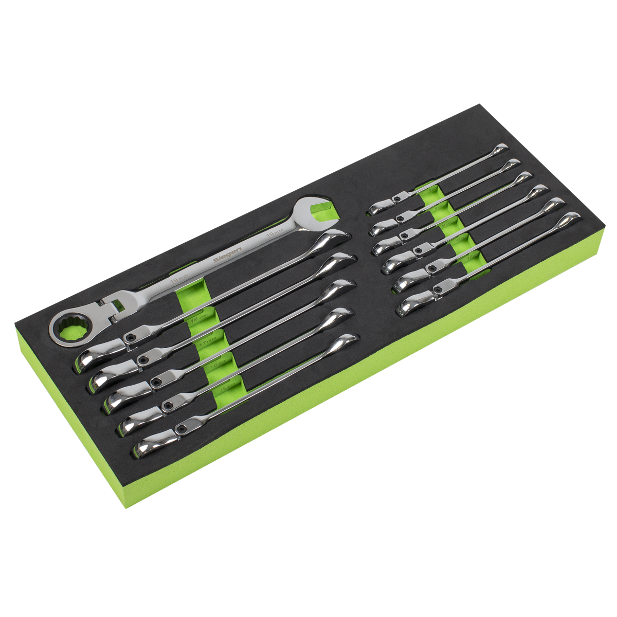 Siegen S0635 Siegen Flexi-Head Combination Ratchet Spanner Set 12pc
