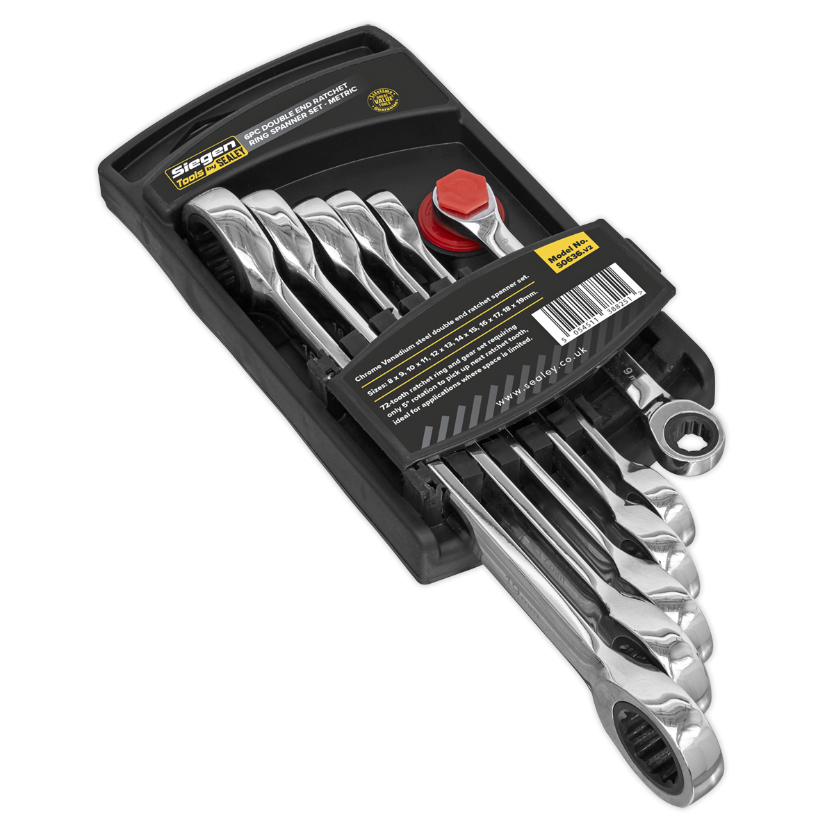 Siegen S0636 Siegen Double End Ratchet Ring Spanner Set 6pc