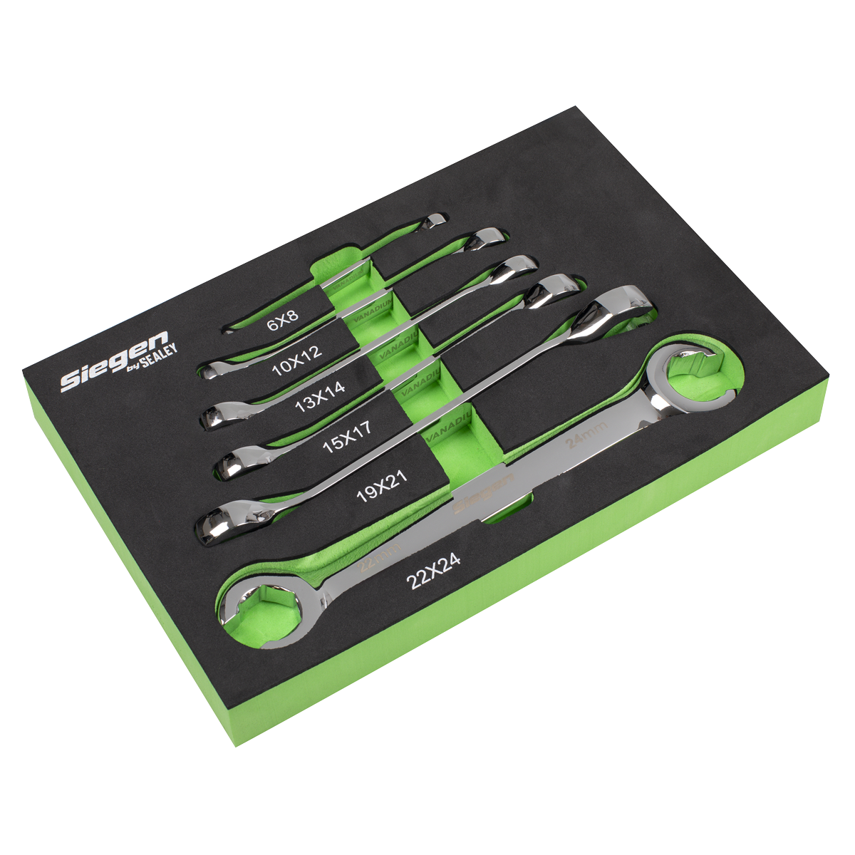 Siegen S0767 Flare Nut Spanner Set in EVA Foam Tray 6pc