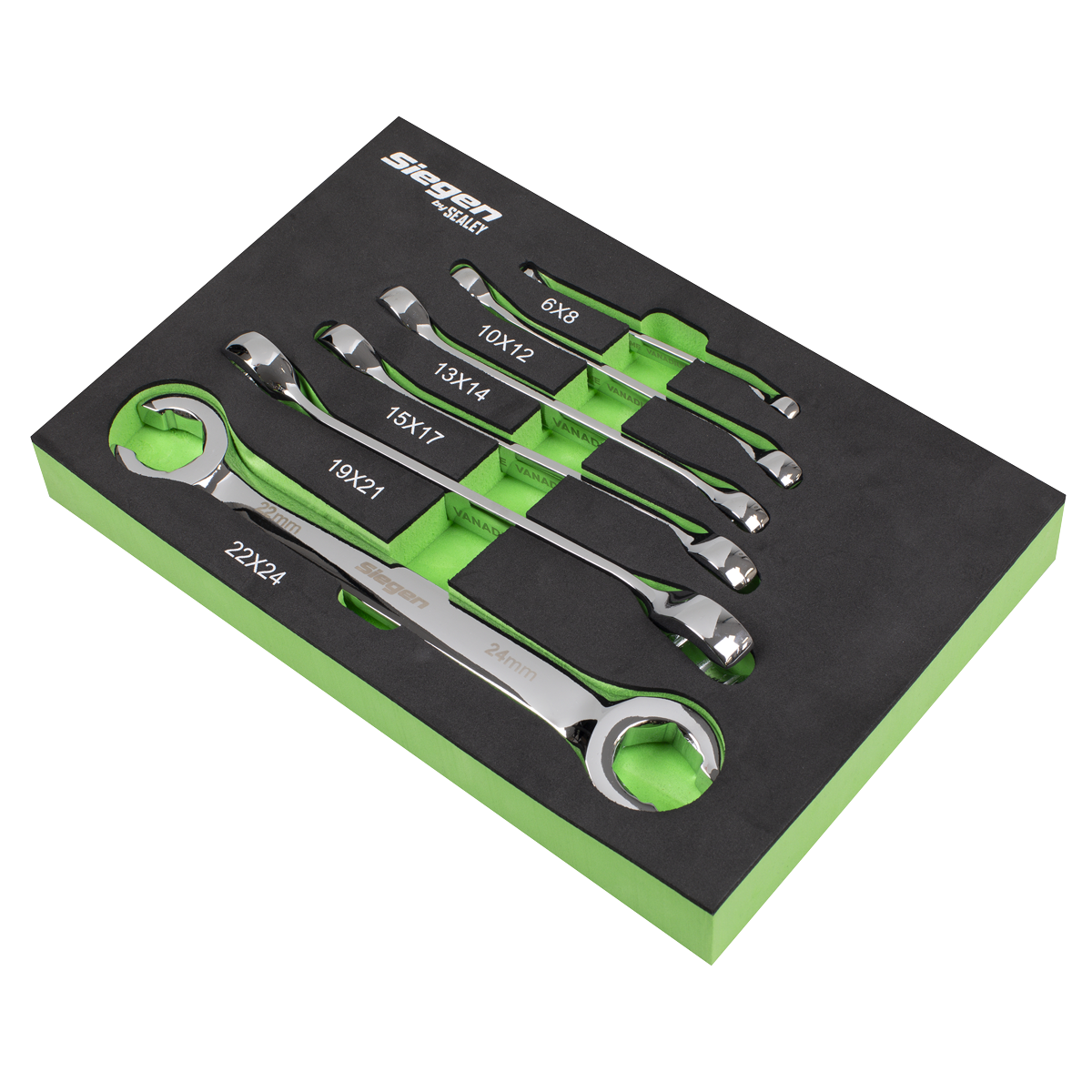 Siegen S0767 Flare Nut Spanner Set in EVA Foam Tray 6pc