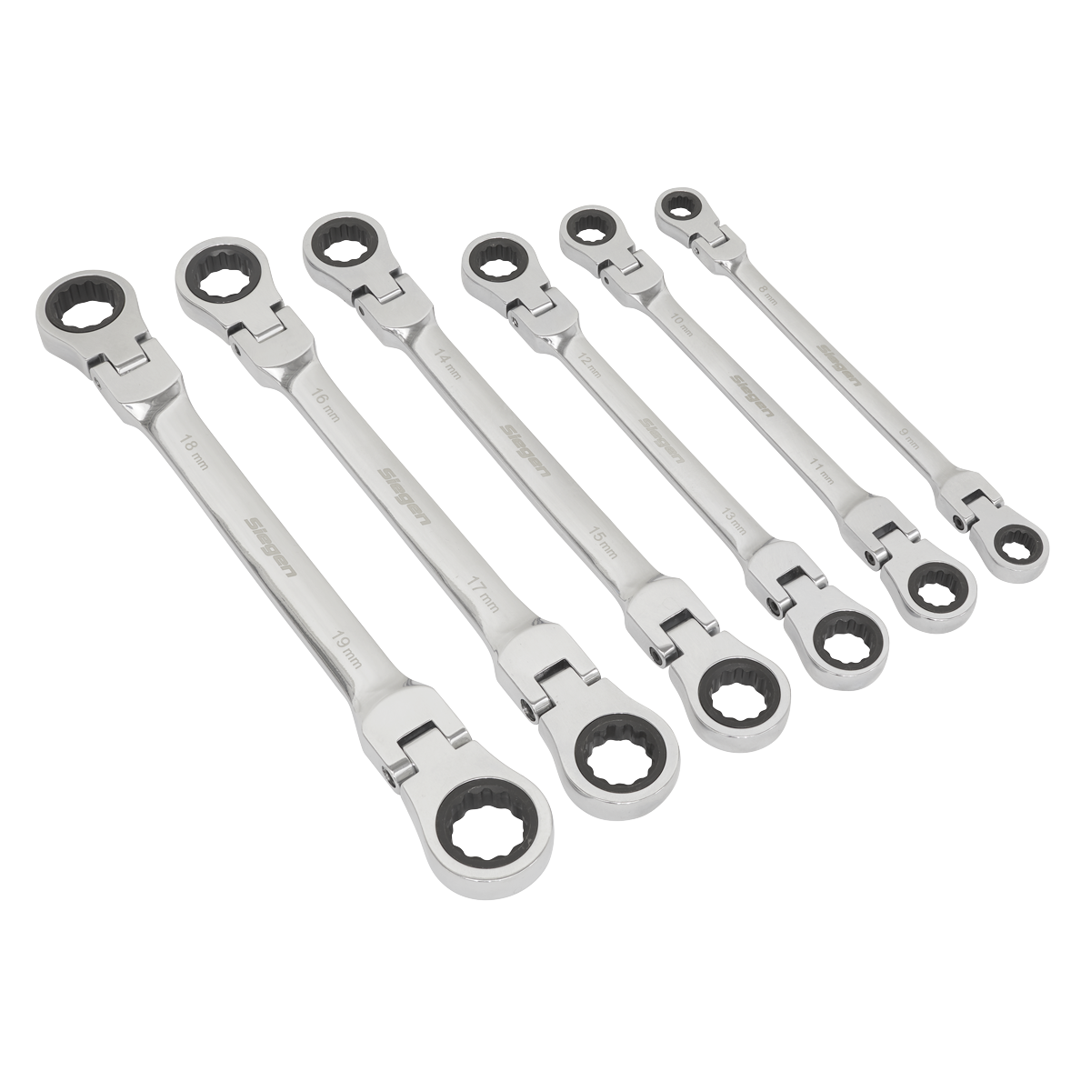 Siegen S0806 Siegen Flexi-Head Double End Ratchet Ring Spanner Set 6pc