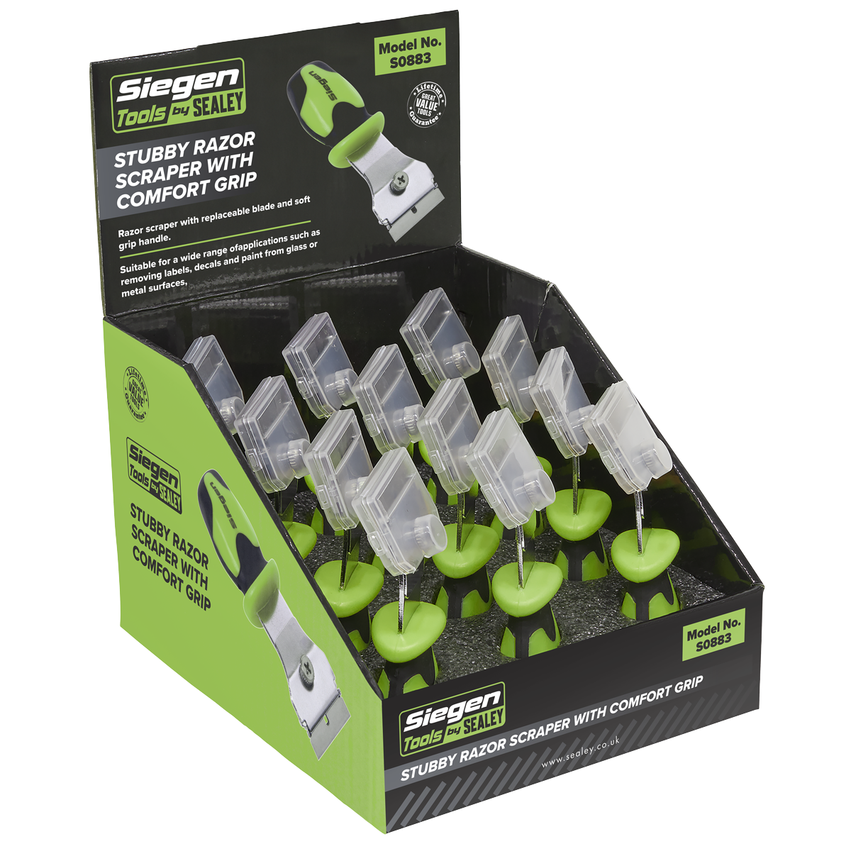 Siegen S0883 Siegen Razor Scraper with Comfort Grip - Display Box of 12