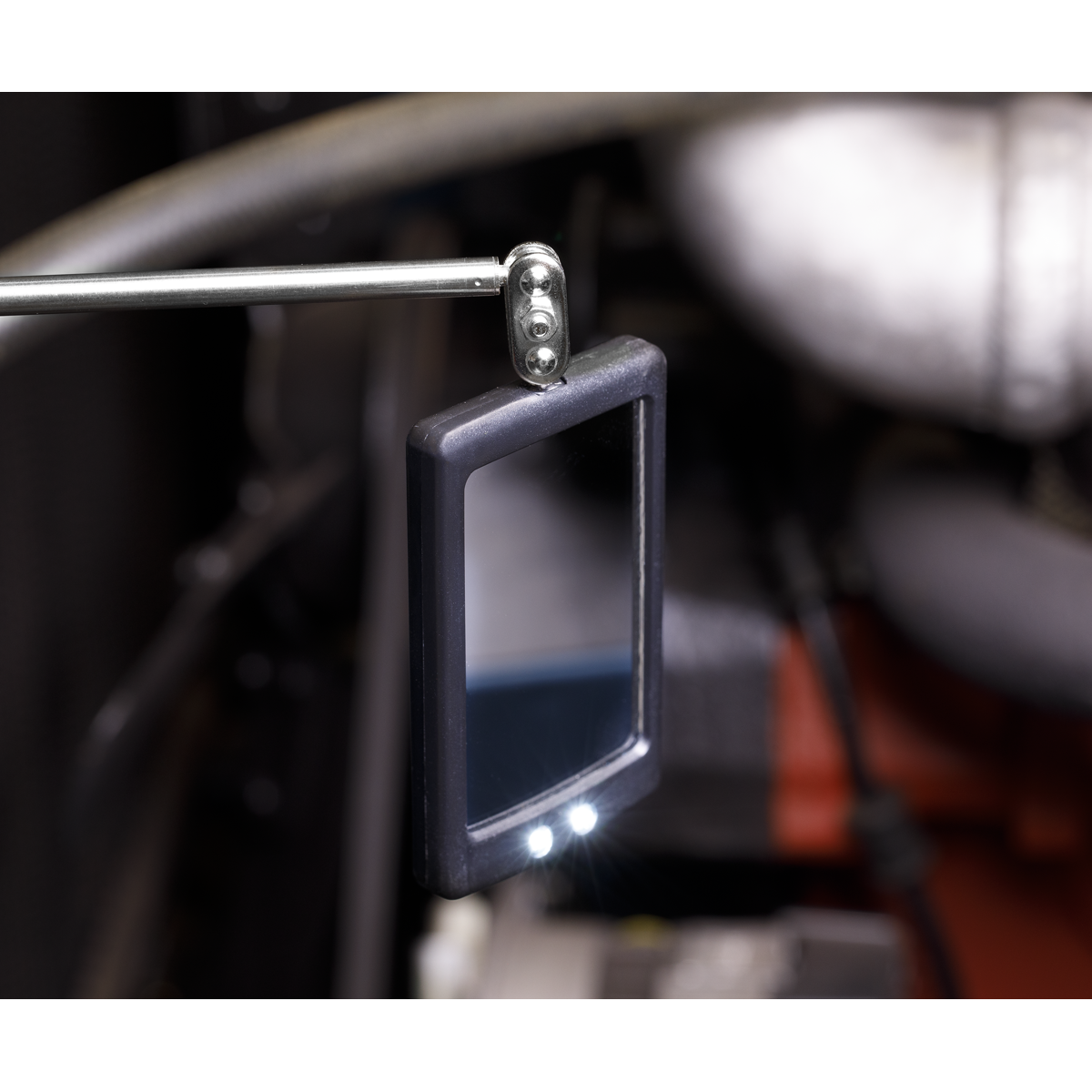 Siegen S0948 Siegen Telescopic Inspection Mirror with 2 LEDs 52 x 83mm