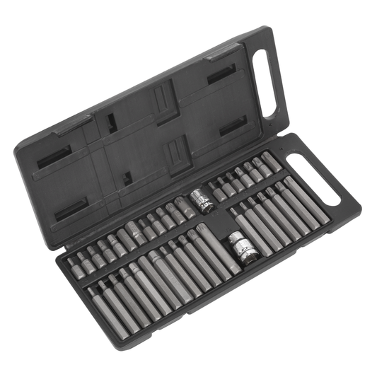 Siegen S0982 Siegen TRX-Star*/Hex/Spline Bit Set 3/8" & 1/2"Sq Drive 40pc