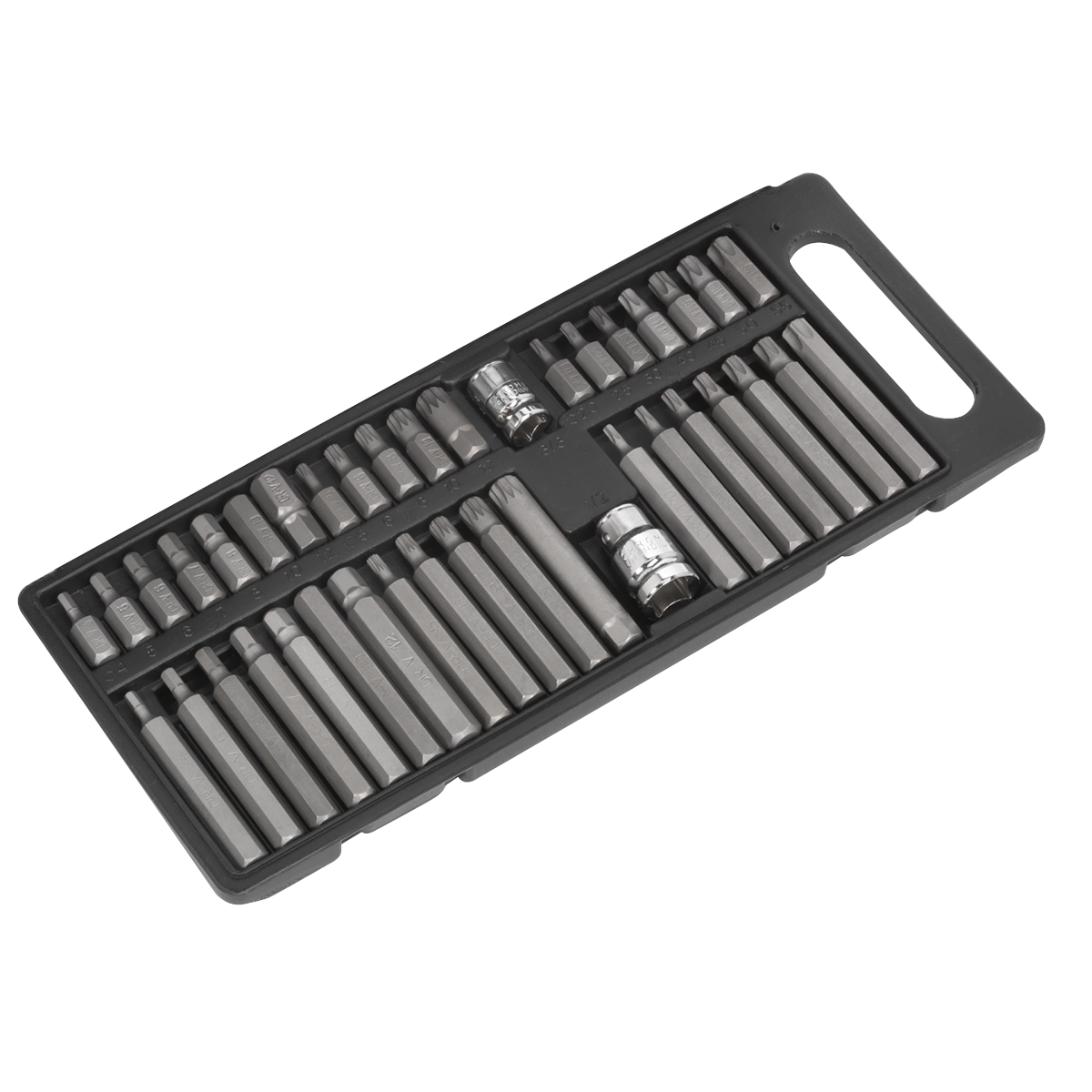 Siegen S0982 Siegen TRX-Star*/Hex/Spline Bit Set 3/8" & 1/2"Sq Drive 40pc