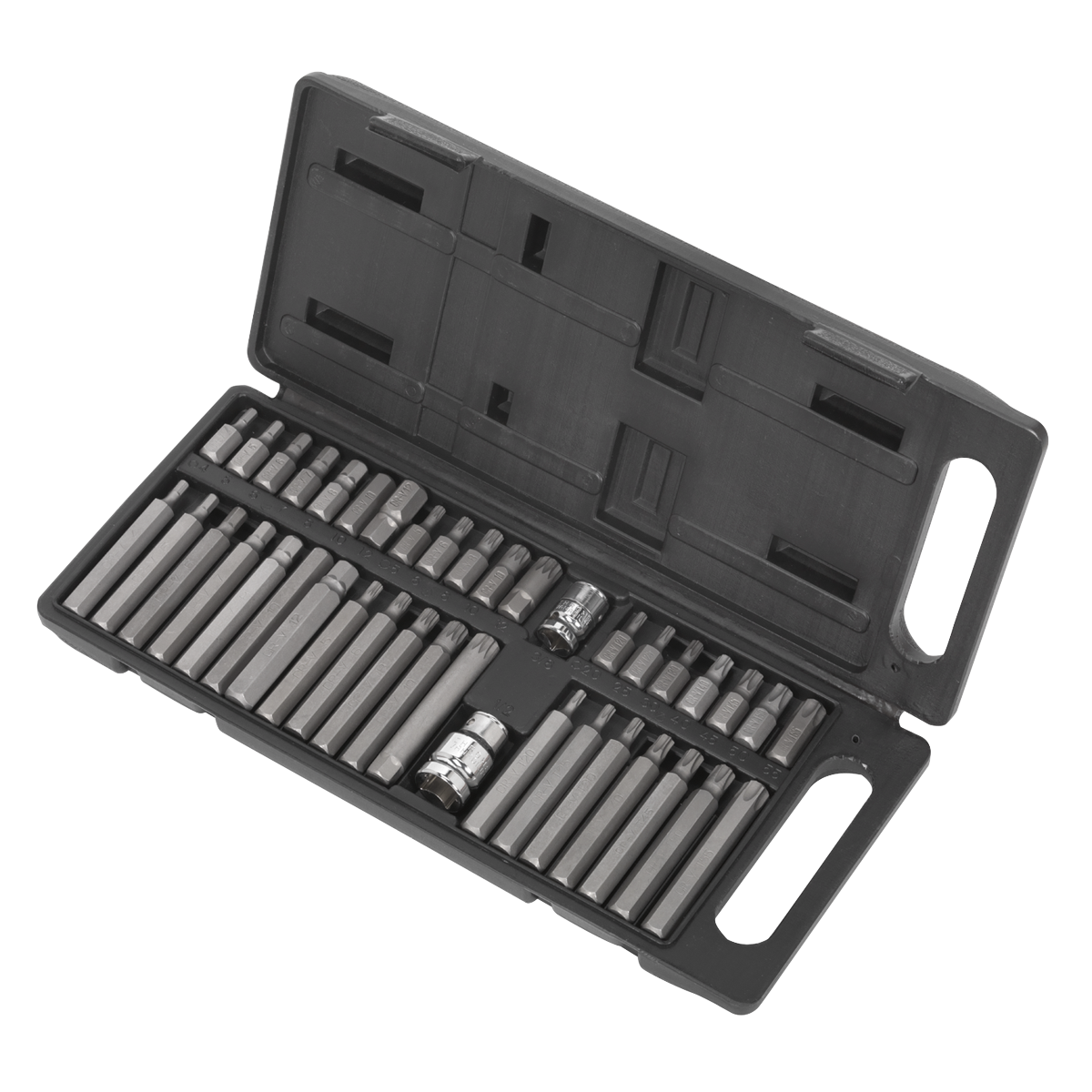 Siegen S0982 Siegen TRX-Star*/Hex/Spline Bit Set 3/8" & 1/2"Sq Drive 40pc