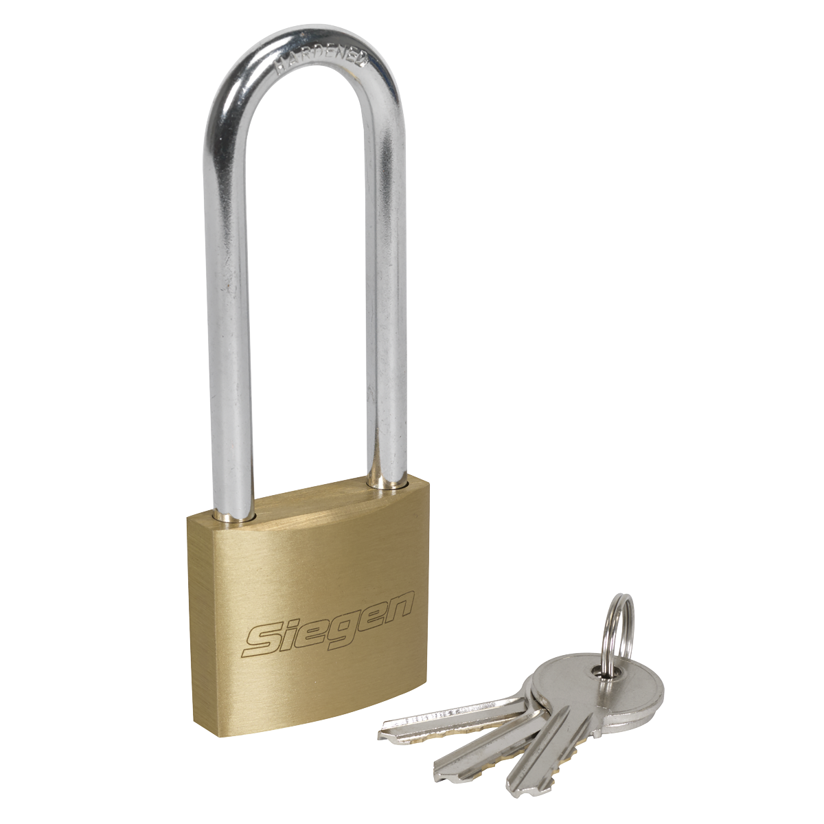 Siegen S0989 Siegen Brass Body Padlock with Brass Cylinder Long Shackle 40mm
