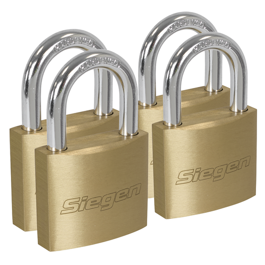 Siegen S0992 Siegen Brass Body Padlock with Brass Cylinder Keyed Alike - Pack of 4