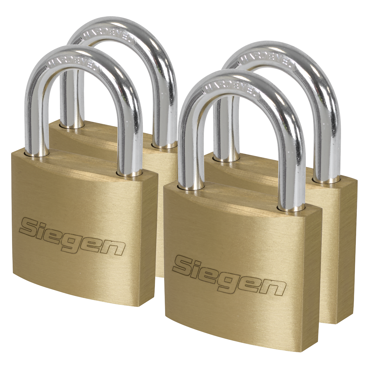 Siegen S0992 Siegen Brass Body Padlock with Brass Cylinder Keyed Alike - Pack of 4