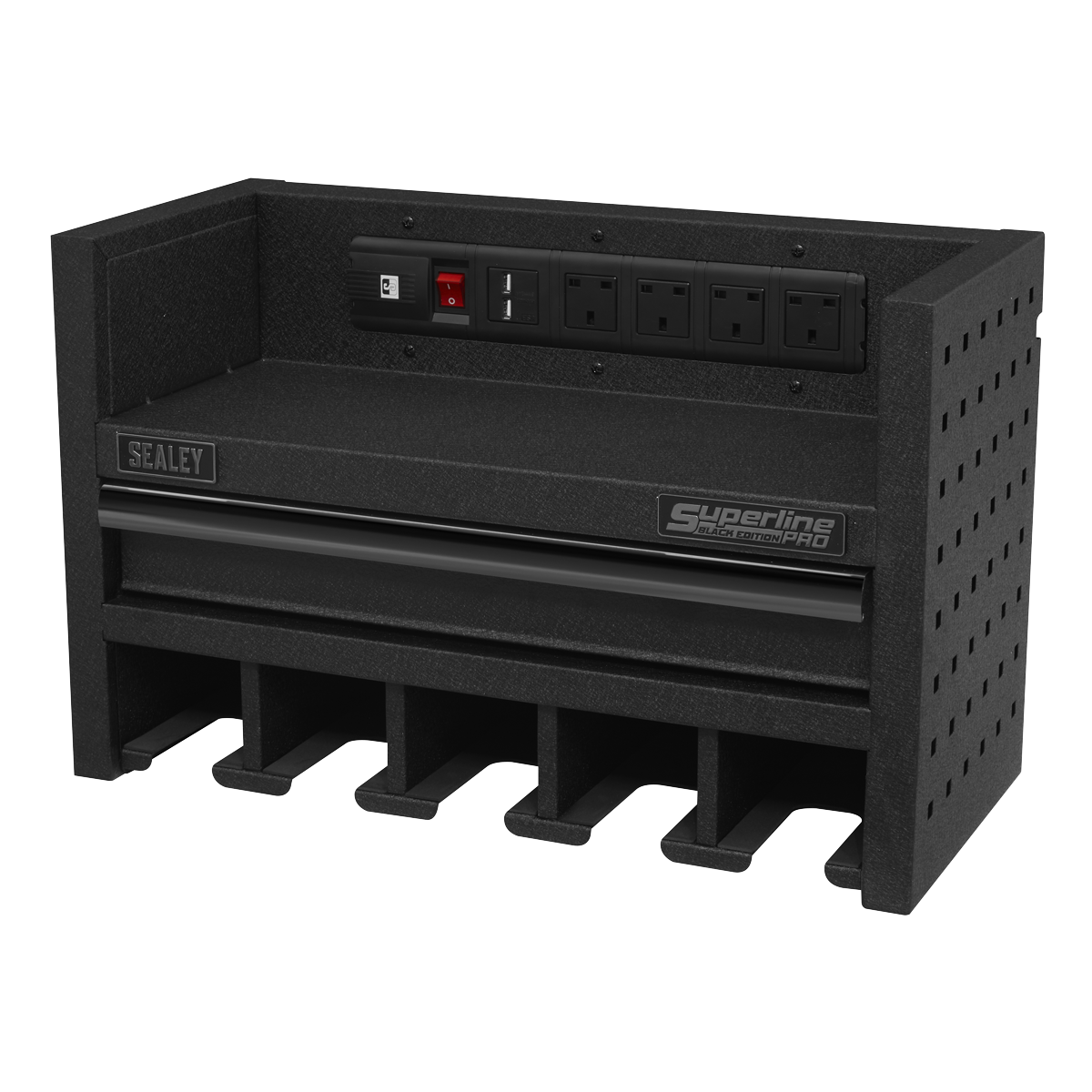 Superline Pro AP22SRBE Superline PRO® Power Tool Storage Rack with Drawer & Power Bar