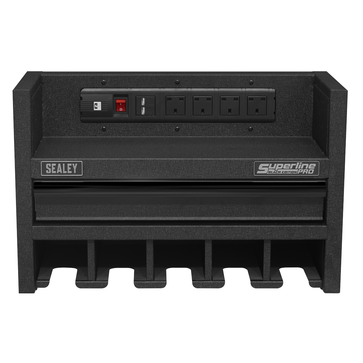 Superline Pro AP22SRBE Superline PRO® Power Tool Storage Rack with Drawer & Power Bar