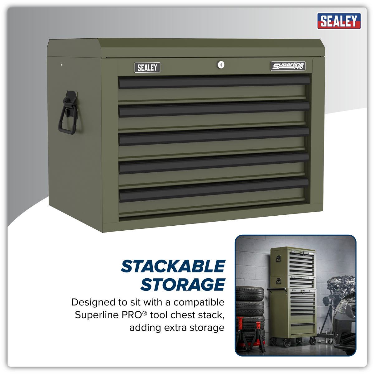 Superline Pro AP26059TK Superline PRO® Heavy-Duty Topchest 5 Drawer - Khaki