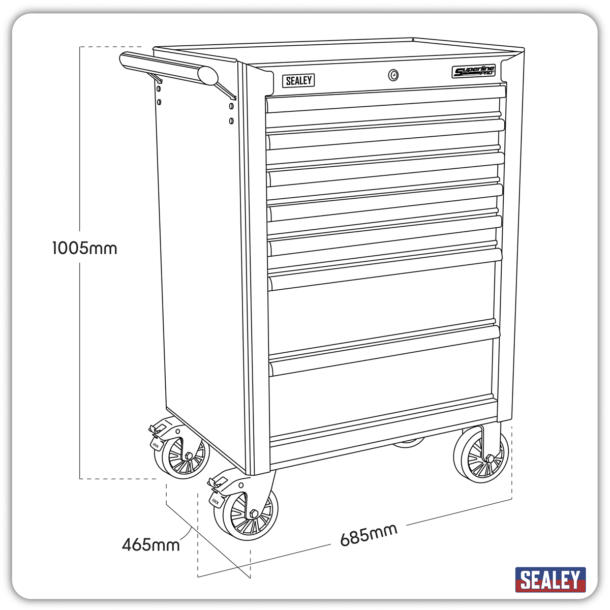 Superline Pro AP26479THV Superline PRO® Rollcab 7 Drawer - Green/Black