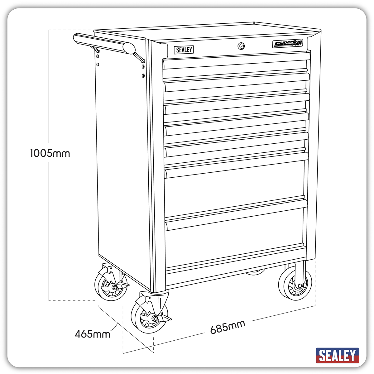 Superline Pro AP26479TK Superline PRO® Heavy-Duty Rollcab 7 Drawer - Khaki
