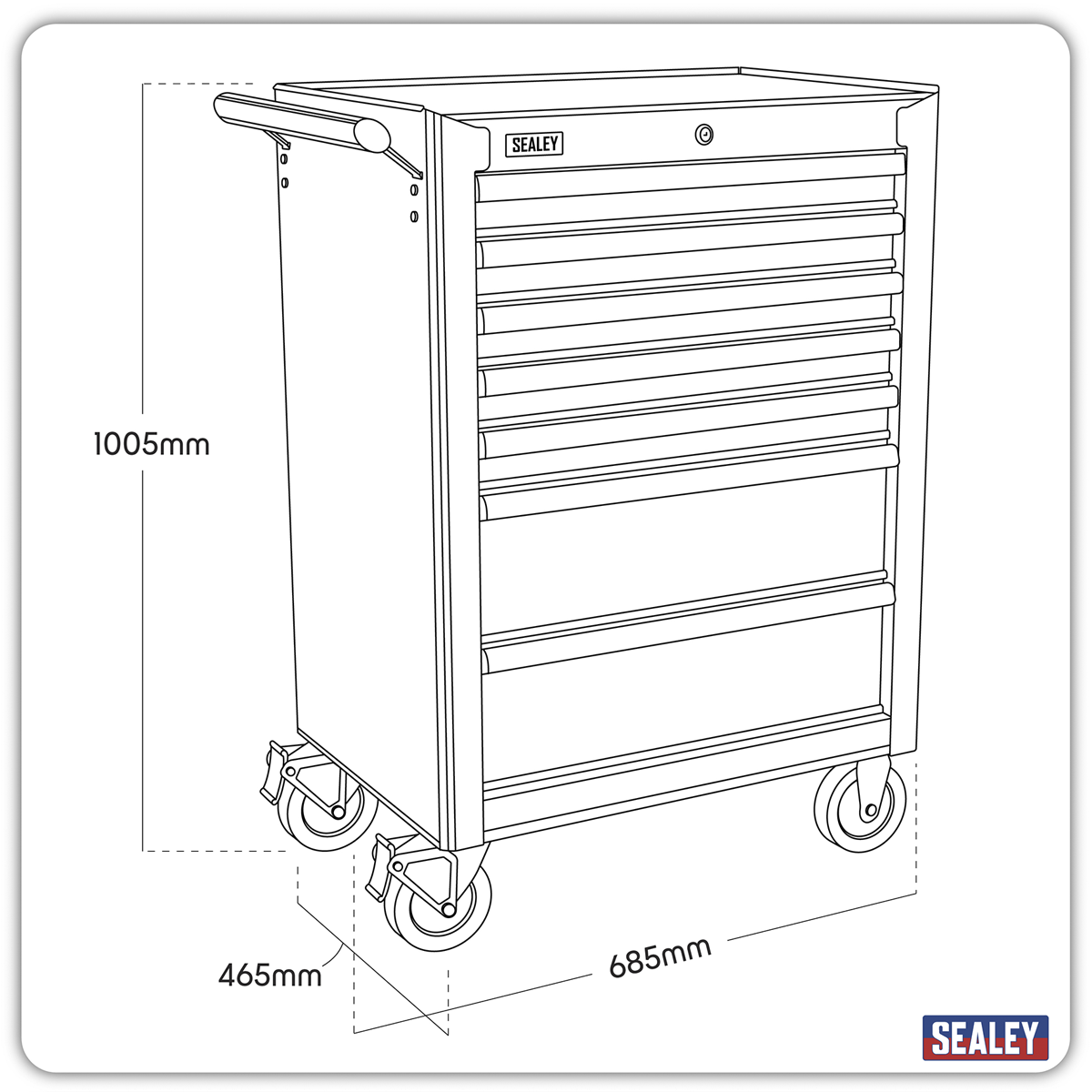 Superline Pro AP26479T Superline PRO® Rollcab 7 Drawer - Red