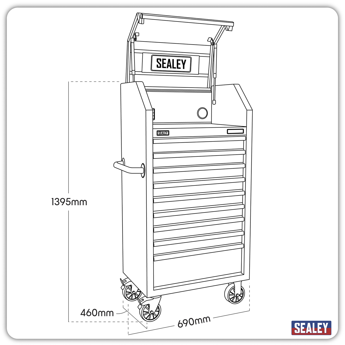 Superline Pro AP2709BE Superline PRO® Black Edition Tower Cabinet with 9 Soft Close Drawers & Power Bar 690mm