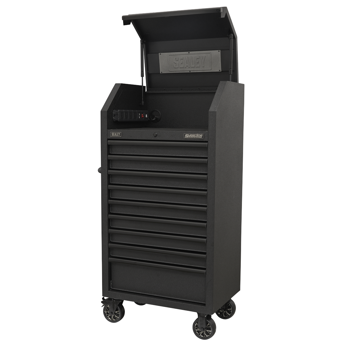 Superline Pro AP2709BE Superline PRO® Black Edition Tower Cabinet with 9 Soft Close Drawers & Power Bar 690mm