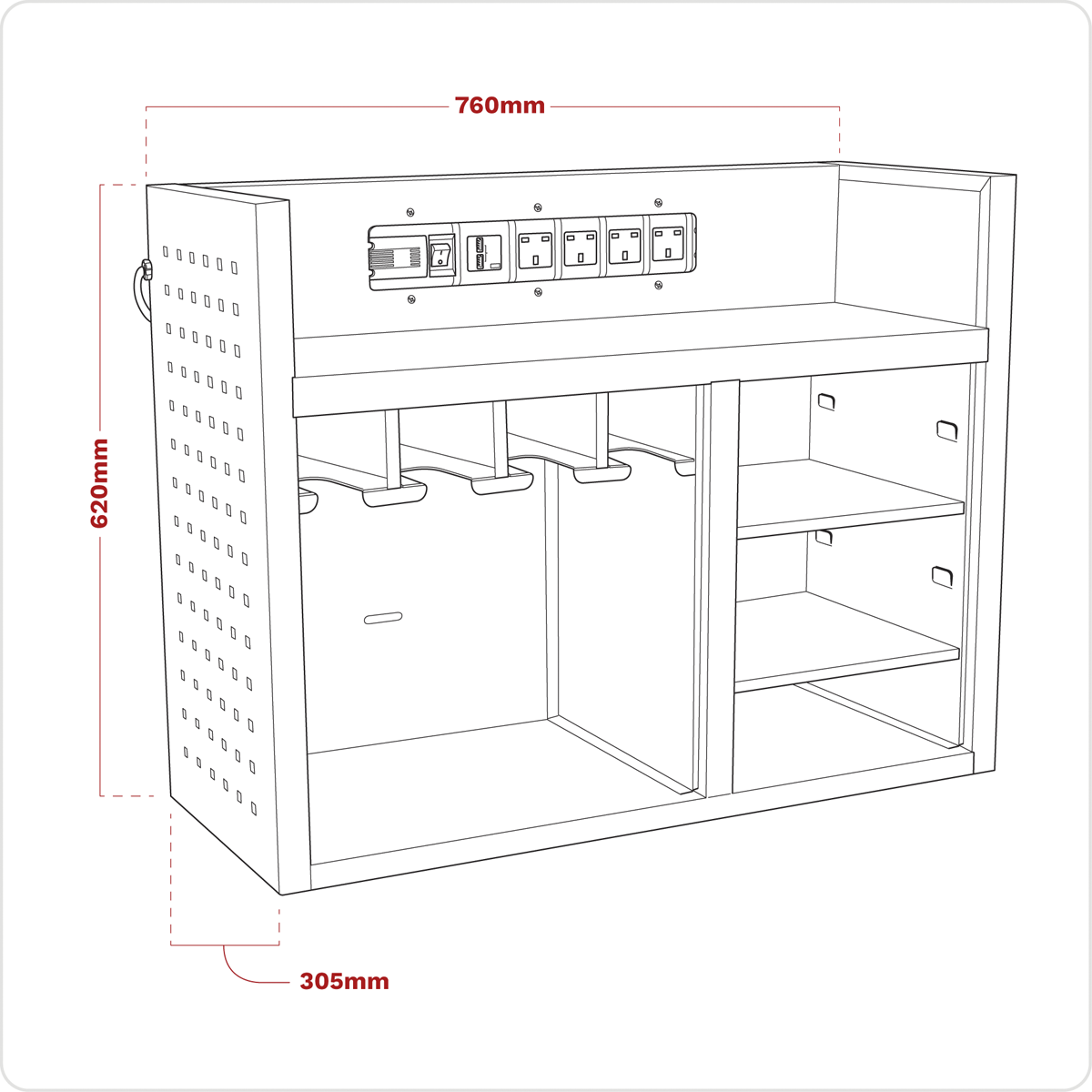 Superline Pro AP30SRBE Superline PRO® Power Tool Storage Rack with Power Bar