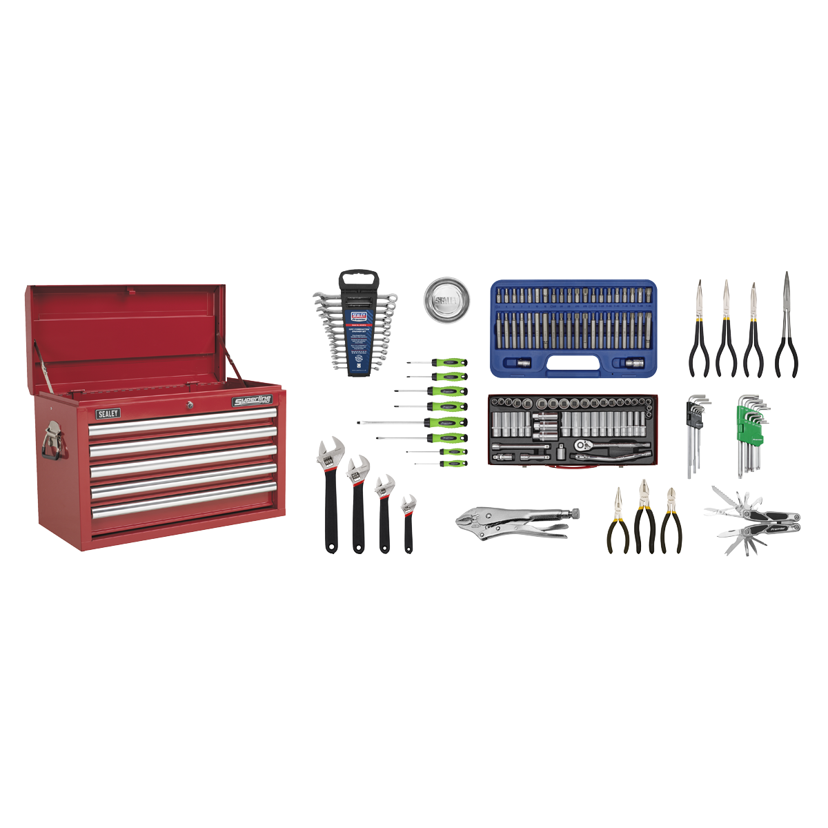 Superline Pro AP33059COMBO Superline PRO® Topchest 5 Drawer with 139pc Tool Kit - Red