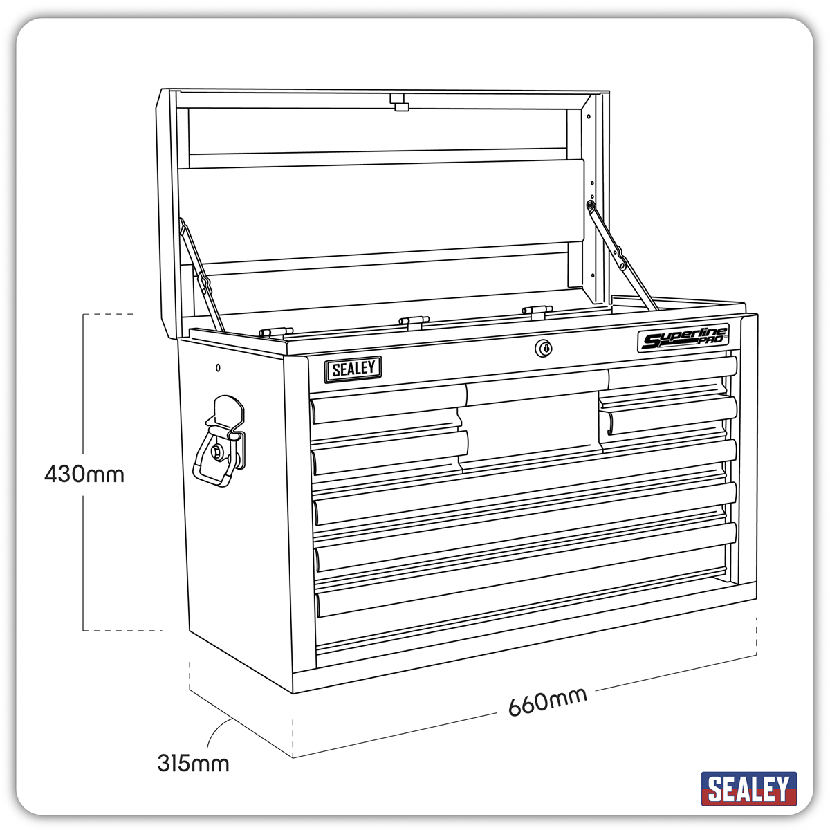 Superline Pro AP33089B Superline PRO® Topchest 8 Drawer - Black