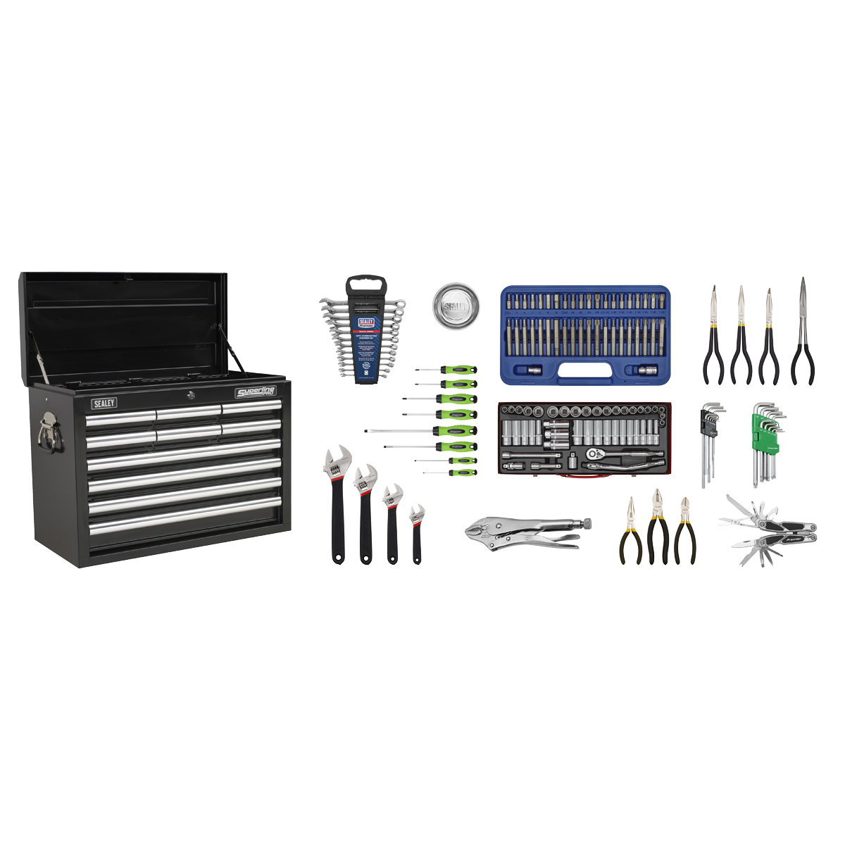 Superline Pro AP33109BCOMBO Superline PRO® Topchest 10 Drawer with 140pc Tool Kit - Black