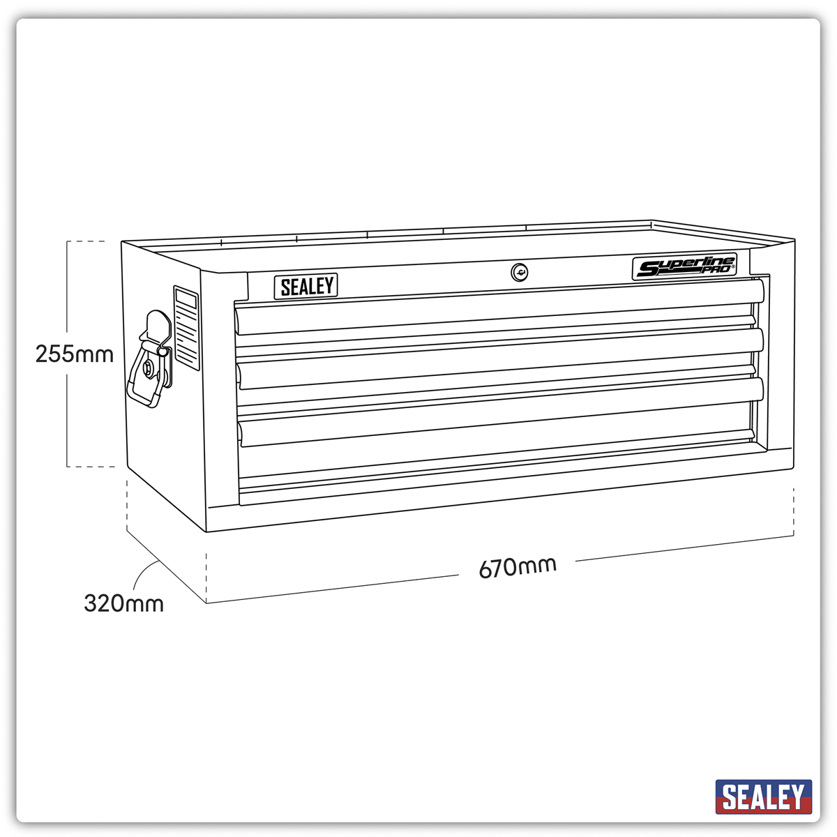 Superline Pro AP33339B Superline PRO® Mid-Box Tool Chest 3 Drawer - Black