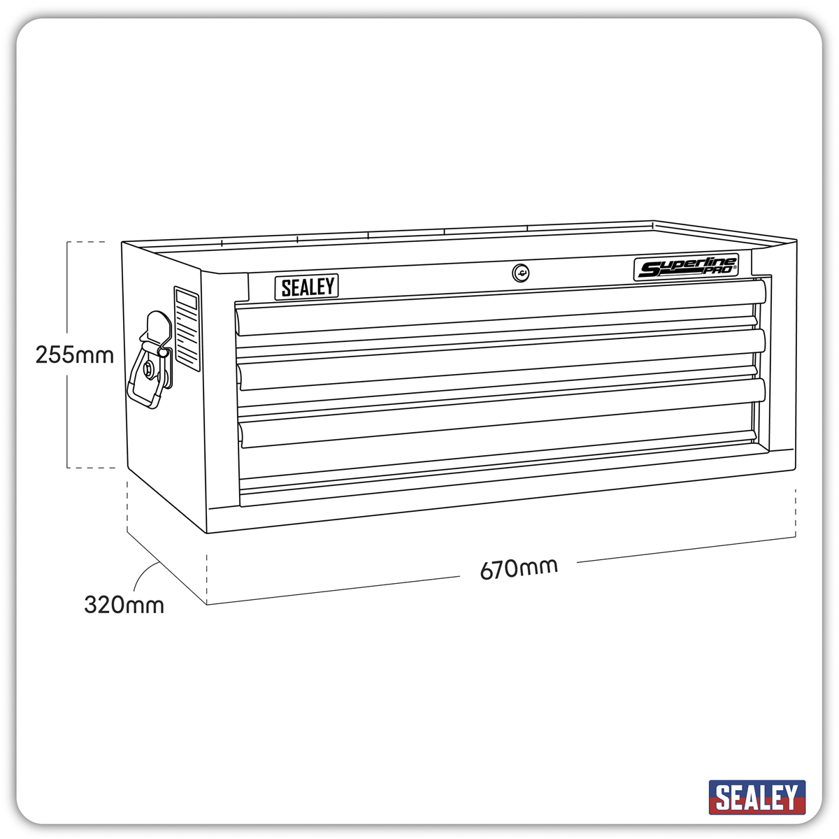Superline Pro AP33339 Superline PRO® Mid-Box Tool Chest 3 Drawer - Red