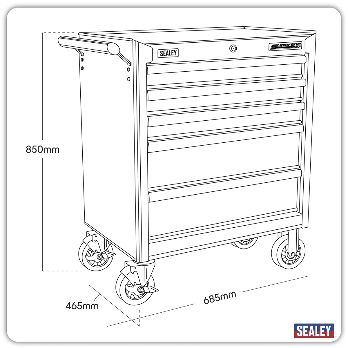 Superline Pro AP33459 Superline PRO® Rollcab 5 Drawer - Red