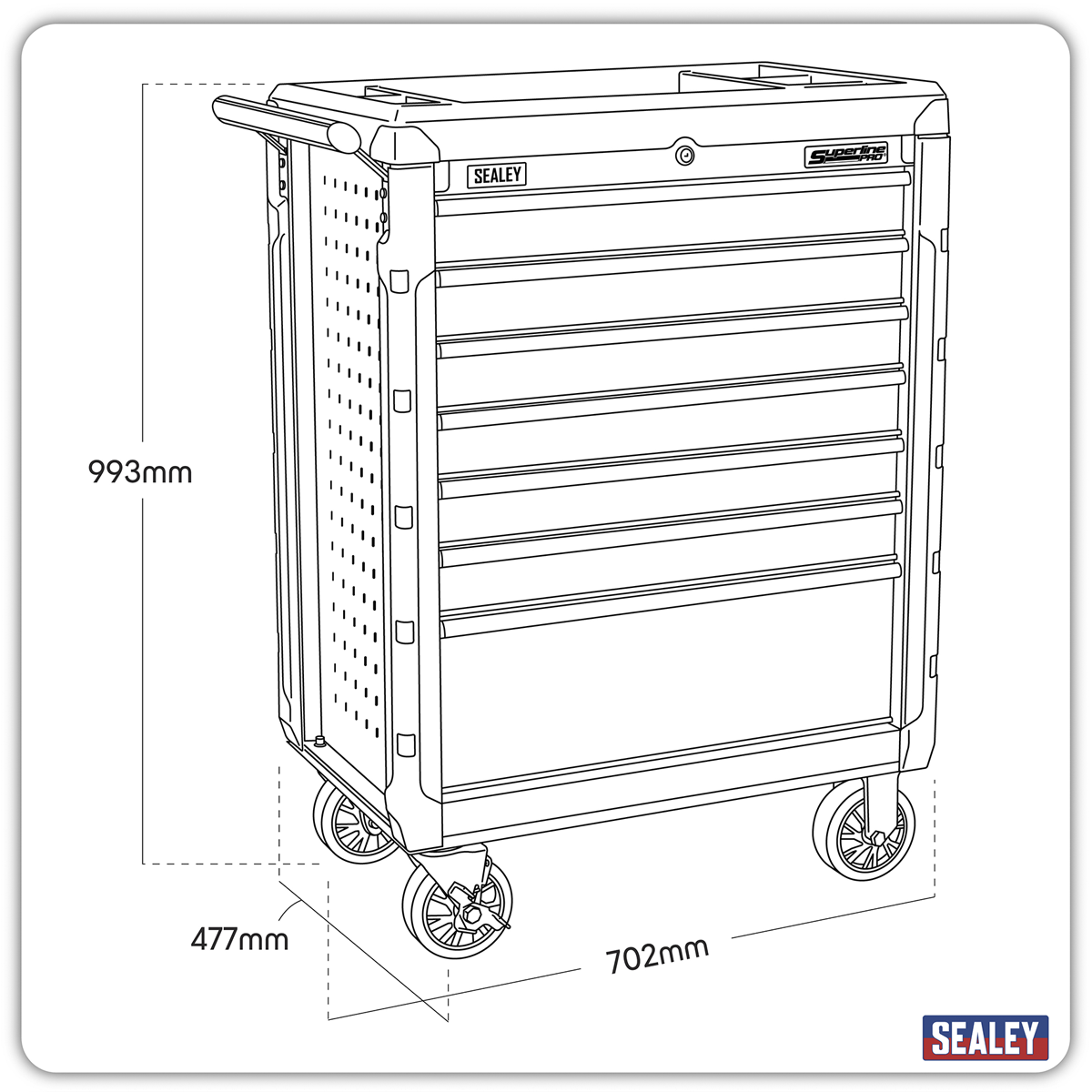 Superline Pro AP3407 Superline PRO® Rollcab 7 Drawer - Red