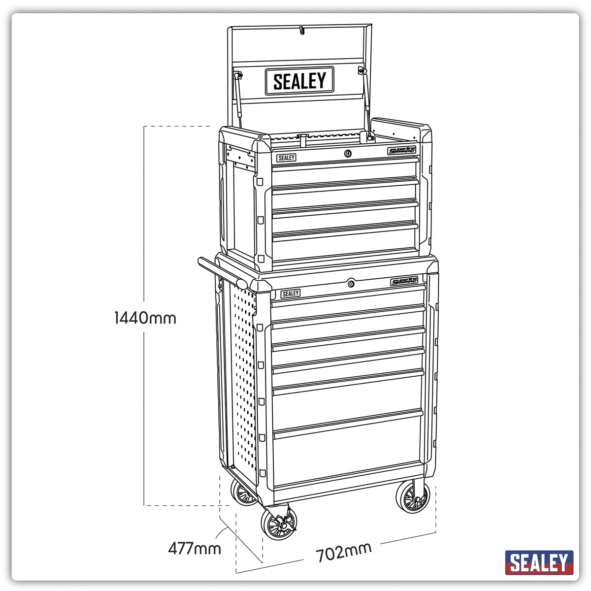 Superline Pro AP3410STACK Superline PRO® Topchest & Rollcab Combination 10 Drawer