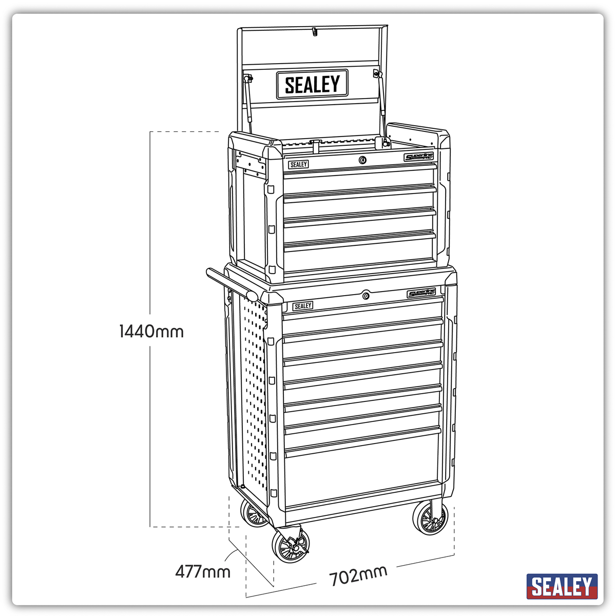 Superline Pro AP3411STACK Superline PRO® Topchest & Rollcab Combination 11 Drawer