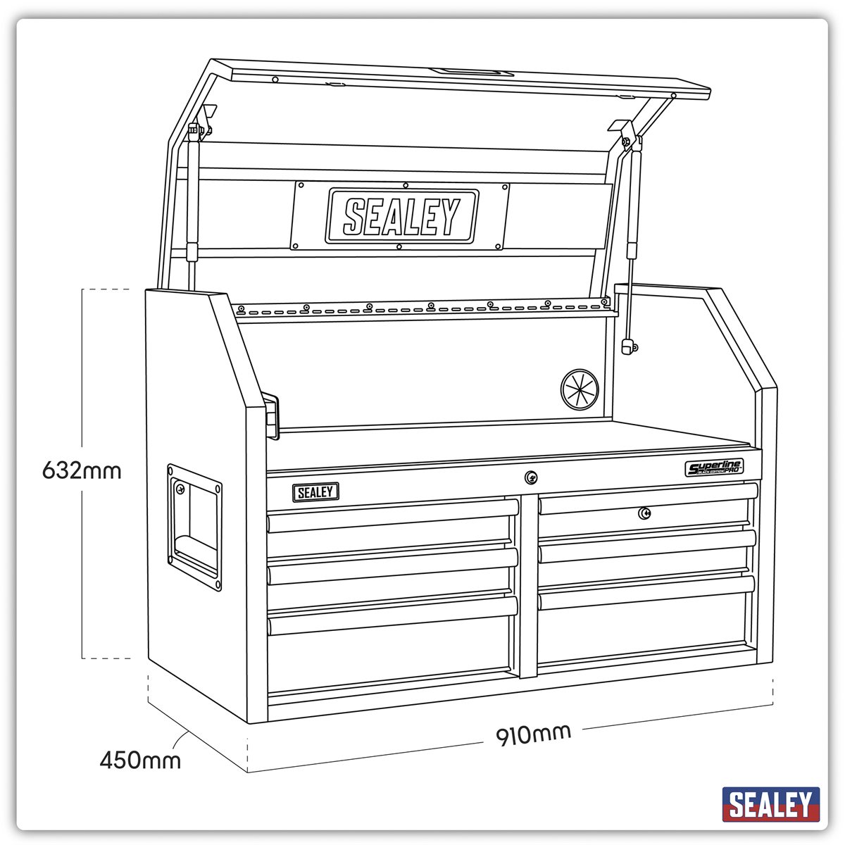Superline Pro AP3607BE Superline PRO® Black Edition Topchest with 6 Soft Close Drawers & Power Bar 910mm