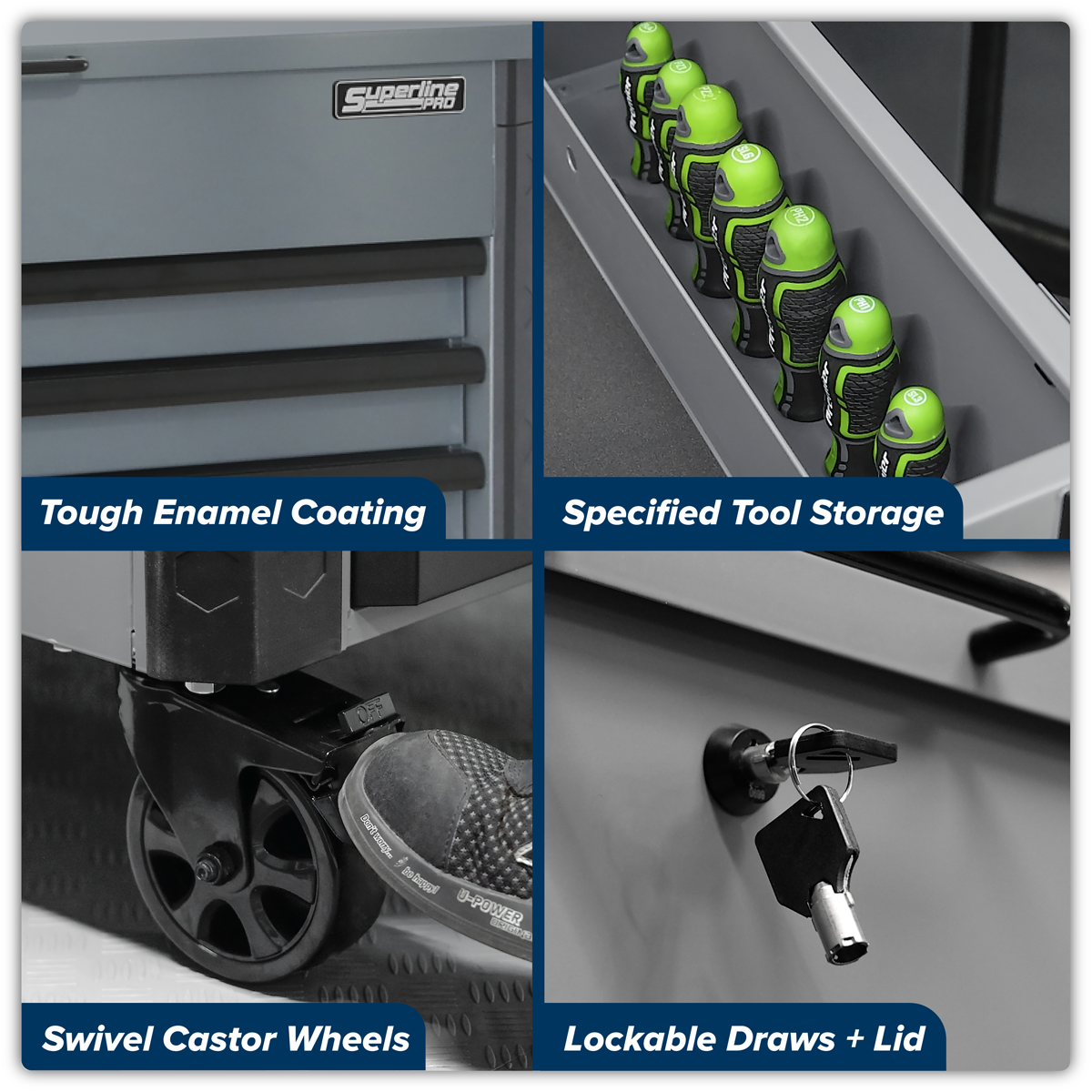 Superline Pro AP366G Tool Trolley 6 Drawer - Grey