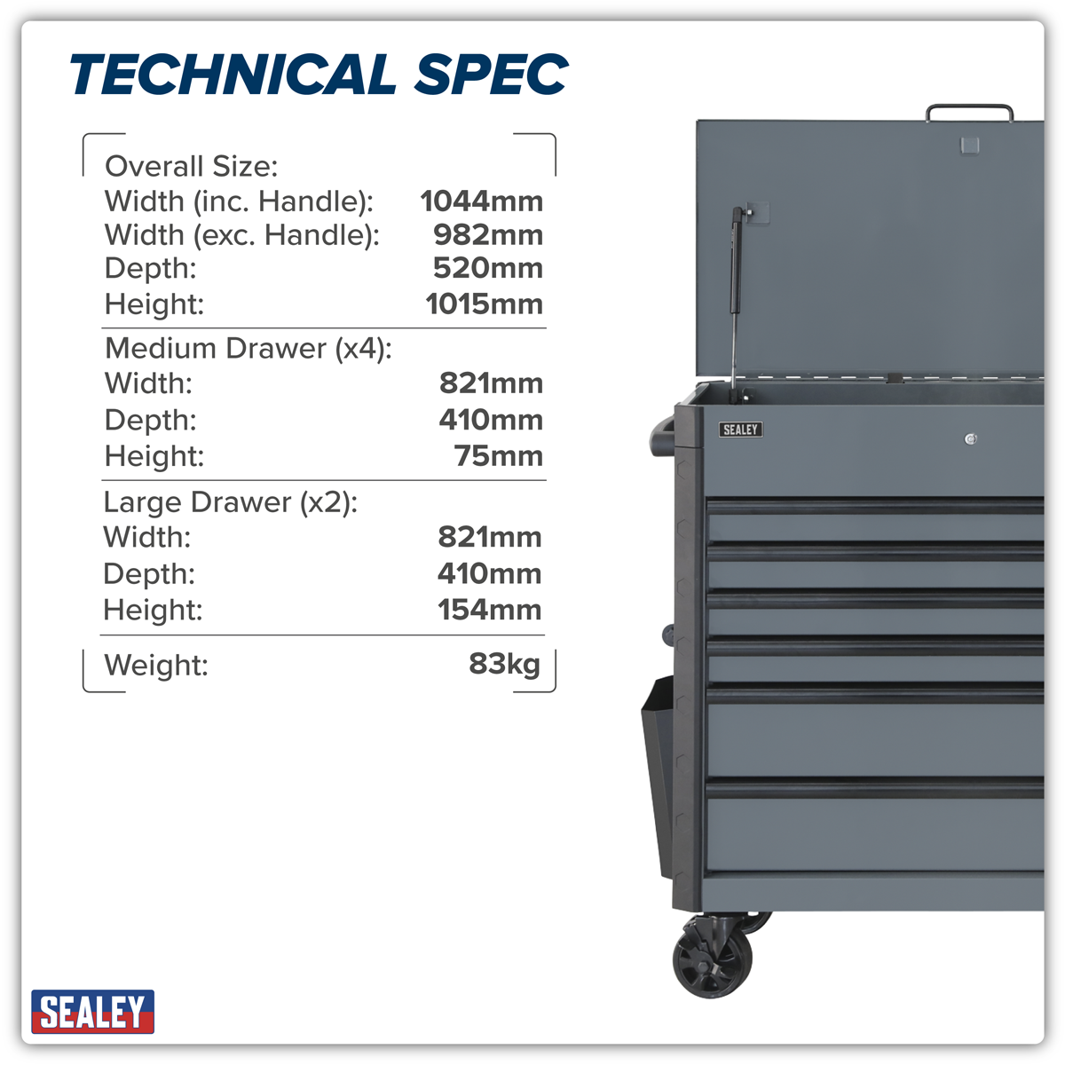 Superline Pro AP366G Tool Trolley 6 Drawer - Grey