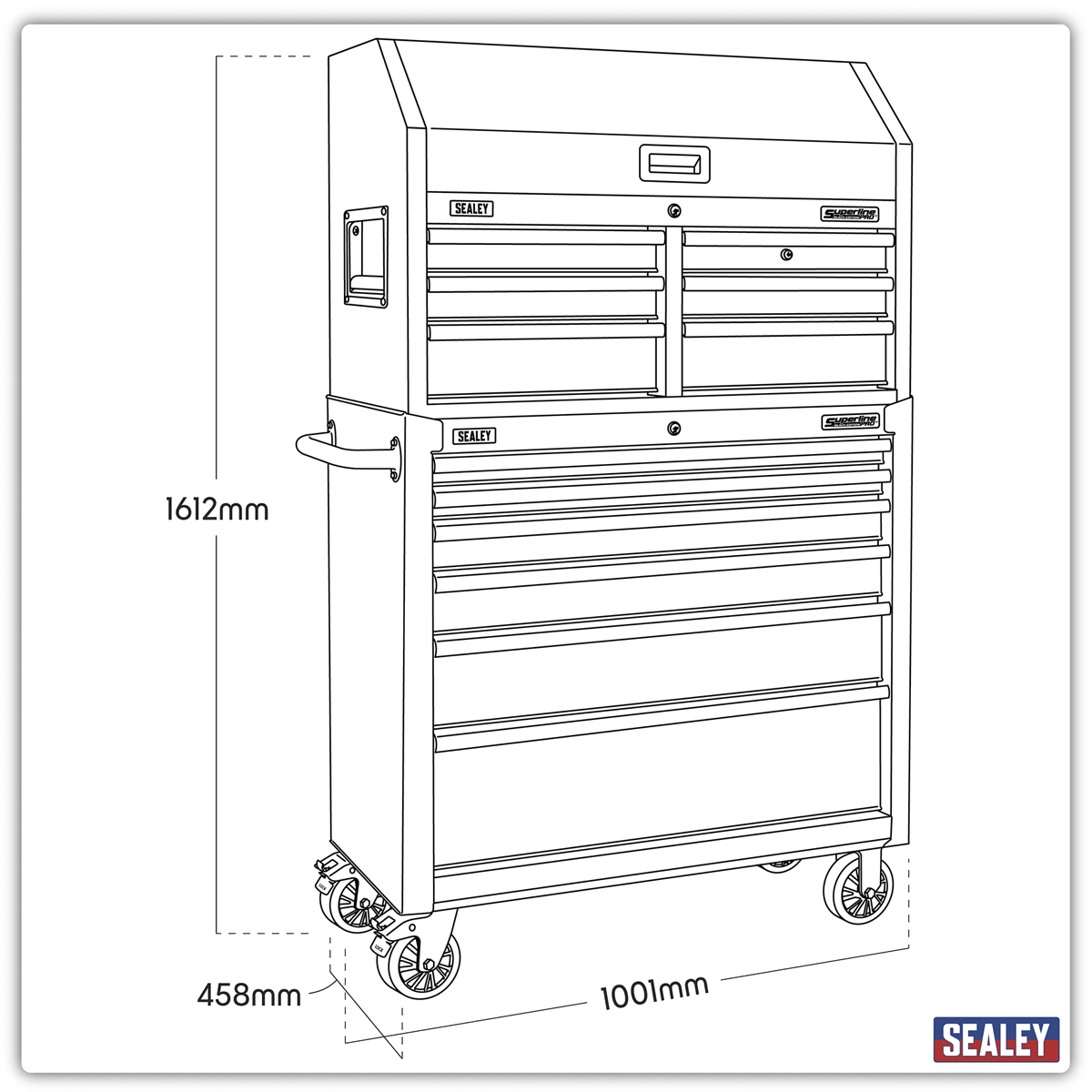 Superline Pro AP36BESTACK Superline PRO® Tool Chest Combination with Power Bar 12 Drawer